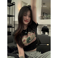 批发已出货 92棉/8氨纶40支210g纯棉 修身短款T恤女短袖