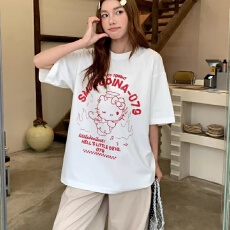 批发已出货 纯棉精梳紧密220克小恶魔<b class='q'>宝宝</b>印花宽松套头短袖T恤上衣