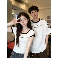 批发已出货 设计感时尚字母印花短袖<b class='q'>T</b><b class='q'>恤</b>2026新款情侣装夏季上衣