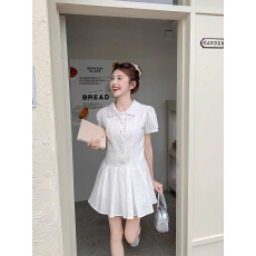 批发已出货 学院风<b class='q'>白色</b>衬衫连衣裙子女装2026新款夏季百褶短裙套