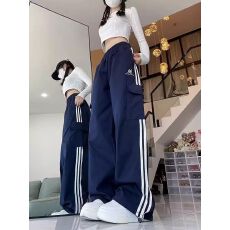 批发已出货 美式工装裤女春夏款宽松直筒嘻哈kpop舞蹈服阔腿运动裤