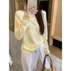 批发黄色宽松内搭防晒针织罩衫<b class='q'>女</b>开春2026新款超好看薄款单穿打底上衣