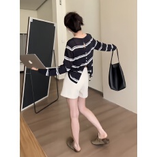 批发冰丝针织防晒<b class='q'>开衫</b><b class='q'>女</b>夏季2026新款薄款空调衫黑条纹后背镂空上衣秋