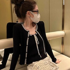 批发套装针织<b class='q'>开衫</b><b class='q'>女</b>配吊带裙外搭防晒罩衫外套春季外穿冰丝两件套上衣