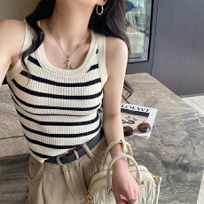 批发条纹背心女内搭2026<b class='q'>新款</b>遮副乳打底针织上衣夏外穿法式无袖小吊带