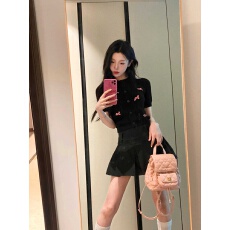 批发薄款设计感蝴蝶结黑色短袖针织<b class='q'>开衫</b><b class='q'>女</b>夏季新款辣妹修身短款上衣