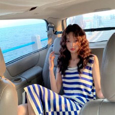 批发初恋<b class='q'>复古</b>温柔法式背心裙女夏天条纹海魂衫网红针织可甜可盐连衣裙