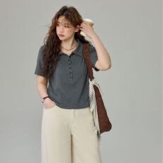 批发200斤大码女装<b class='q'>胖</b><b class='q'>MM</b>夏季新款POLO领短袖T恤上衣