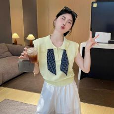 批发红色针织冰丝正肩短袖POLO衫T恤女夏季超好看独特漂亮<b class='q'>短款</b>小上衣