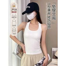 批发已出货 挂脖带胸垫吊带背心女<b class='q'>大码</b>春夏性感外穿内搭漏背打底上衣