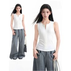 批发已出货 半拉链吊带背心女夏季<b class='q'>大码</b>胖mm外穿修身收腰内搭无袖上衣