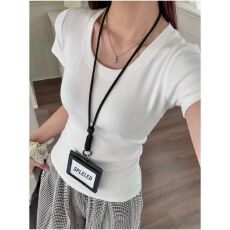 批发已出货 U领正肩短袖t恤女春夏季<b class='q'>大码</b>胖mm辣妹显瘦内搭漏锁骨上衣