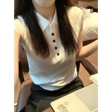 批发纯色老钱风polo翻领针织短袖女高级洋气<b class='q'>打底衫</b>夏季小飞袖天丝上衣