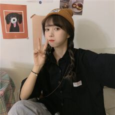 批发短袖衬衫女学生外穿百搭宽松盐系衬衣洋气短款上衣2026新款