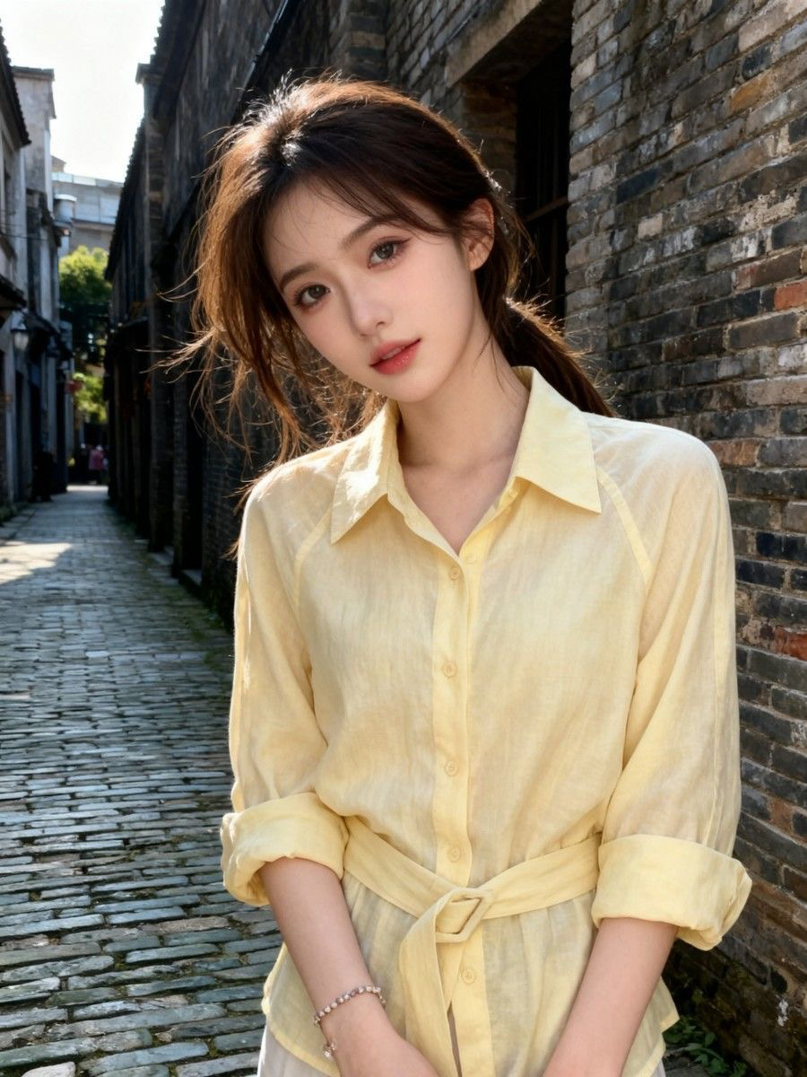 BY32165# 收腰绑带衬衫女长袖春夏新款通勤知性风翻领气质薄衬衣 服裝批發女裝批發服飾貨源