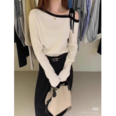 批发高品质韩系简约温柔气质<b class='q'>露肩</b>针织毛衣女欧洲站2026早秋新款