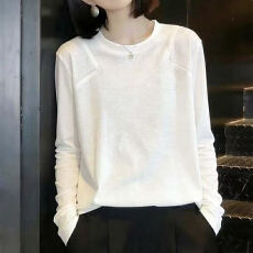 批发简约百搭<b class='q'>长袖</b><b class='q'>T</b><b class='q'>恤</b>女宽松内搭