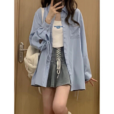 高品质绑带防晒衬衫外套女夏季薄款高级感衬衣宽松百搭上衣设计感
