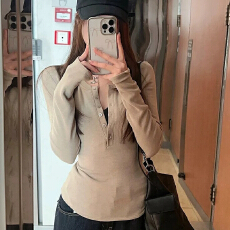 批发高品质260克羊绒 长袖T恤<b class='q'>女</b>秋冬季2026新款半开领显瘦内搭打底衫