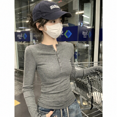 批发高品质260克羊绒 长袖T恤<b class='q'>女</b>秋冬季2026新款半开领显瘦内搭打底衫