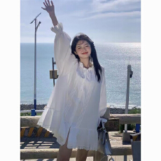 批发高品质法式甜美花边蕾丝裙子春秋长袖<b class='q'>连衣裙</b>高级感百搭显瘦白色衬