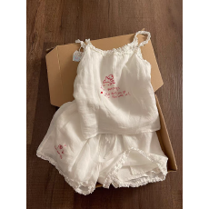 批发Sin Glee 日系小清新甜美花边吊带<b class='q'>睡衣</b>女夏季简约风白色休闲套装