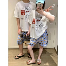 批发斑点狗简约休闲情侣睡衣女夏季<b class='q'>短</b>袖<b class='q'>短</b>裤男士套头可外穿家居服套装