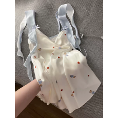 批发可爱小熊冰丝绸<b class='q'>吊带</b>裙女款夏季高级感睡衣卡通凉感可外穿家居