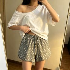 批发小星星印花~跑步压马路三分宽松显瘦运动短裤居家阔腿热裤夏 女