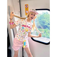 懒惰感休闲多巴胺彩色波点睡衣女夏季新款短袖短裤可爱家居服
