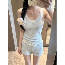 批发韩系卡通可爱小象睡衣女背心短裤夏季大码可外穿学生家居服套装