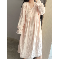 批发法式<b class='q'>宫廷</b>风睡衣睡裙女夏季带胸垫粉色韩版蕾丝大码<b class='q'>连衣裙</b>家居服