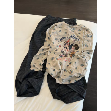 批发Sin Glee 复古碎花木马长袖睡衣女早秋可外穿格纹长裤家居服套装