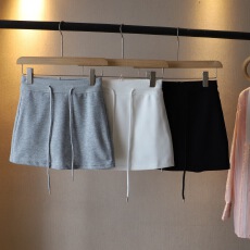 批发春夏新款抽绳松紧腰休闲运动短裙韩系辣妹高腰显瘦a字包臀半身裙