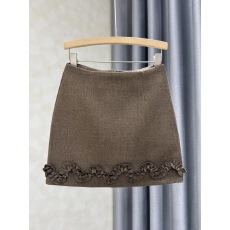 批发<b class='q'>秋</b>冬新款洋气高腰显瘦半身裙女A字裙羊毛料裙裤花边毛呢包臀短裙