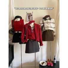 批发复古时尚咖假两件羊毛呢假两件裙裤女冬气质宽腰带阔腿休闲靴<b class='q'>短裤</b>