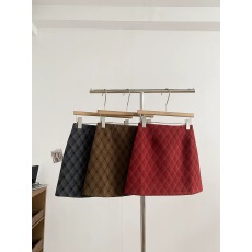 批发春季新款法式复古气质通勤百搭格纹半身裙女高腰菱格<b class='q'>修身</b>A字裙