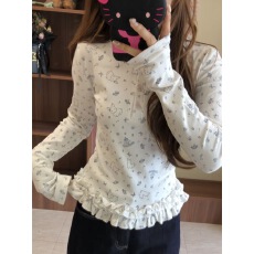 批发好质量做工下摆花边包边拉肩【抓毛32支260克92%棉8%氨纶】打底衫