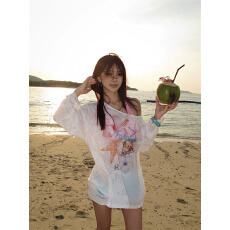 批发已出货#斜肩原版尺寸做工【莱赛尔雪花冰爽棉165克】长袖防晒罩衫