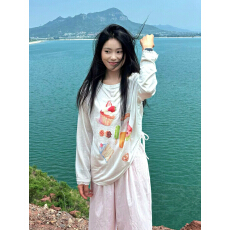 批发已出货#袖口蕾丝花边+下摆抽绳【亚麻雪花冰爽棉】长袖防罩衫女