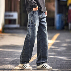 26秋季新款深度库存美式潮牌松阔腿休闲风百搭直筒牛仔裤