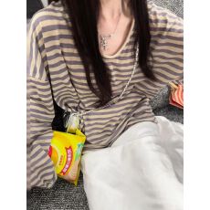 批发实价 懒风条纹圆领防晒长袖T恤女薄款宽松显瘦罩衫上衣