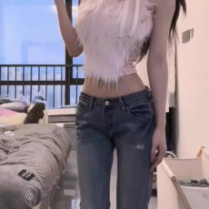 批发欲野狐狸<b class='q'>设计</b>感小众蝴蝶结粉色毛毛吊带背心毛绒简约上衣甜美