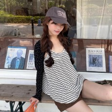 批发慵懒风早秋新款韩系叠穿内搭吊带背心女绑带黑色开衫好看显瘦潮流