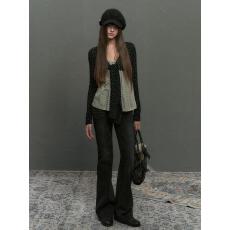 批发新款设计春秋季韩系复古碎花开衫休闲风<b class='q'>宽松</b>条纹吊带纯欲甜美叠穿