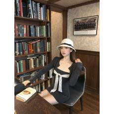 法式气质辣妹风套装气质纯色长袖开衫女秋季绑带抹胸连衣裙两件套