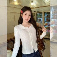 批发法式气质复古钩花镂空娃娃领<b class='q'>修身</b><b class='q'>衬衫</b>女春秋洋气百搭时尚减龄上衣