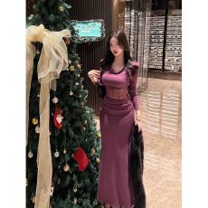 批发夜蝴蝶纯欲风辣妹<b class='q'>蕾丝</b>镂空鱼骨<b class='q'>连衣裙</b>包臀裙女秋冬圣诞裙子鱼尾裙