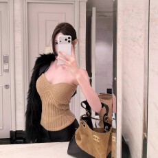 批发新款设计春<b class='q'>秋</b>冬季纯欲性感修身显瘦针织抹胸收腰内搭上衣女