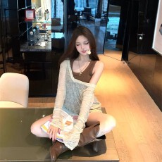 防晒罩衫女夏季爆款夏季穿搭长袖t恤慵懒风露肩斜肩上衣短裤套装